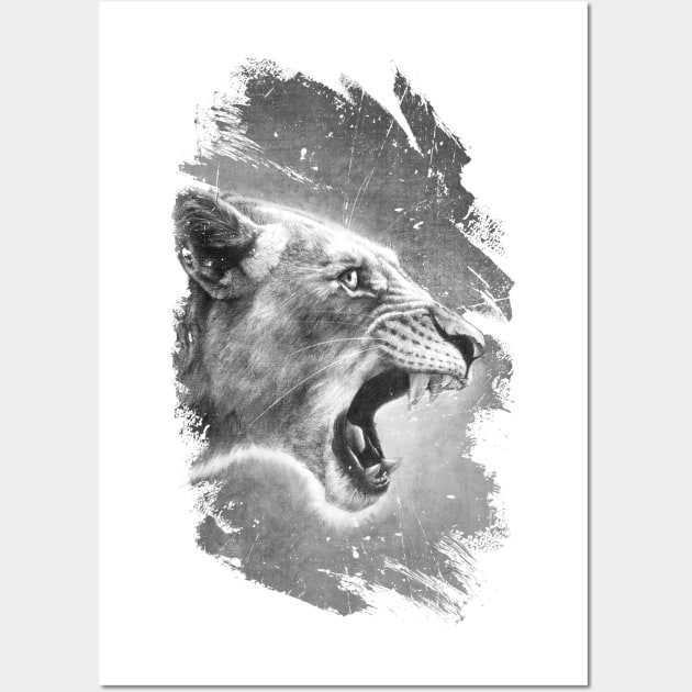 Black and white graphite lioness (white background) Wall Art by LilianaTikage